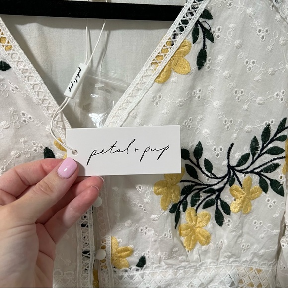 NWT Petal & Pup Yellow Floral Embroidered Midi Dress - Picture 7 of 10